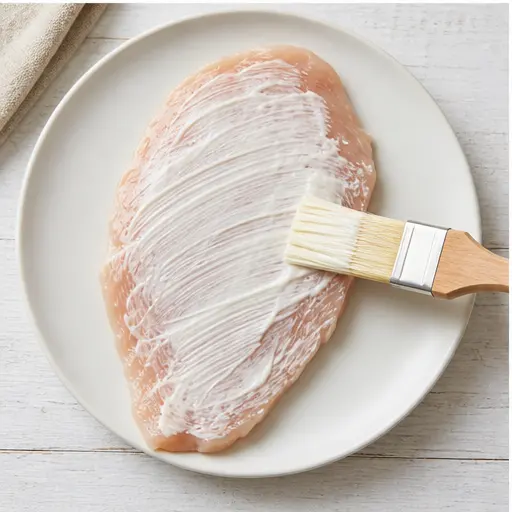 Step 3: Brushing chicken with mayonnaise coating