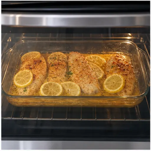 Step 3: Baking the tilapia in the oven at 375°F until it flakes easily