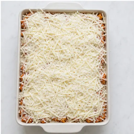 Step 4: Topping with mozzarella and parmesan