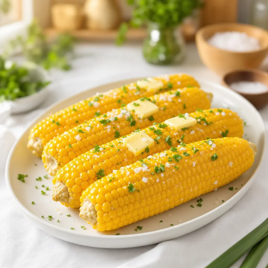 boiled corn on the cob - final presentation