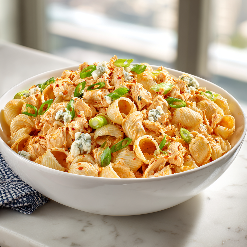 buffalo chicken pasta salad - final presentation