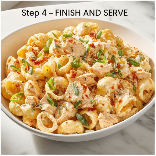 buffalo chicken pasta salad - step 4