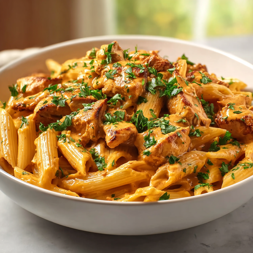 cajun bbq chicken pasta skillet - final presentation