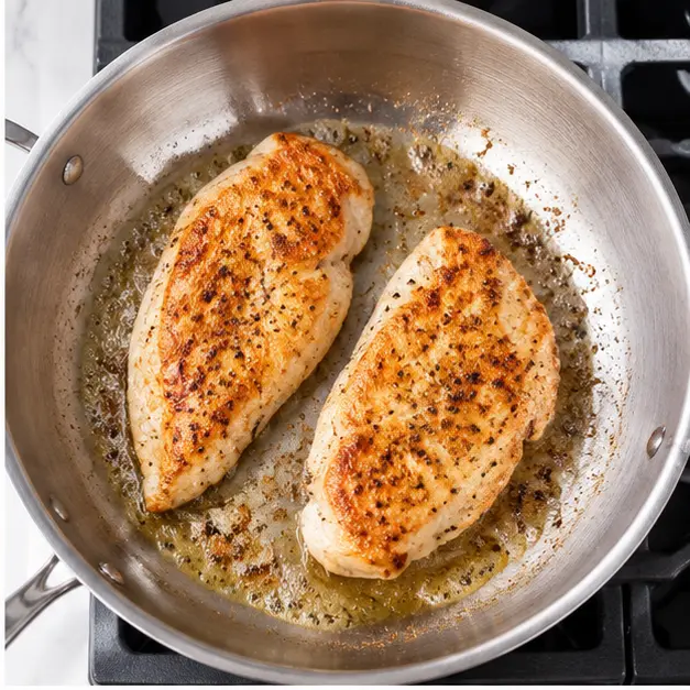 Step 2: Searing chicken until golden brown