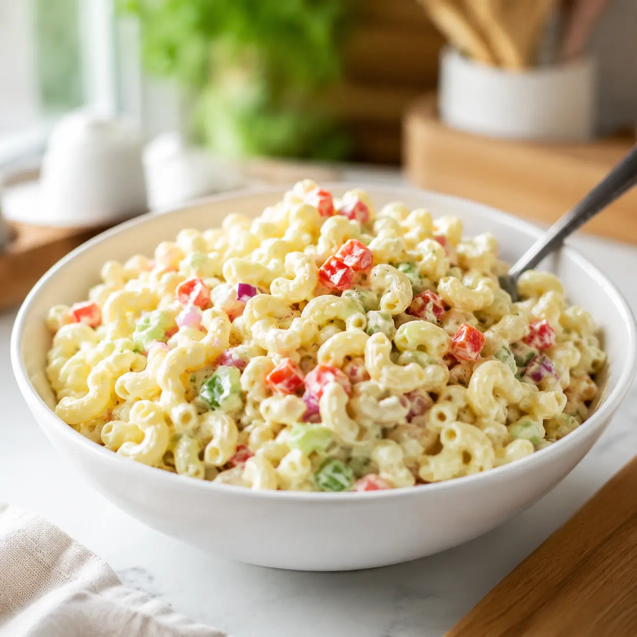 classic macaroni salad - final presentation