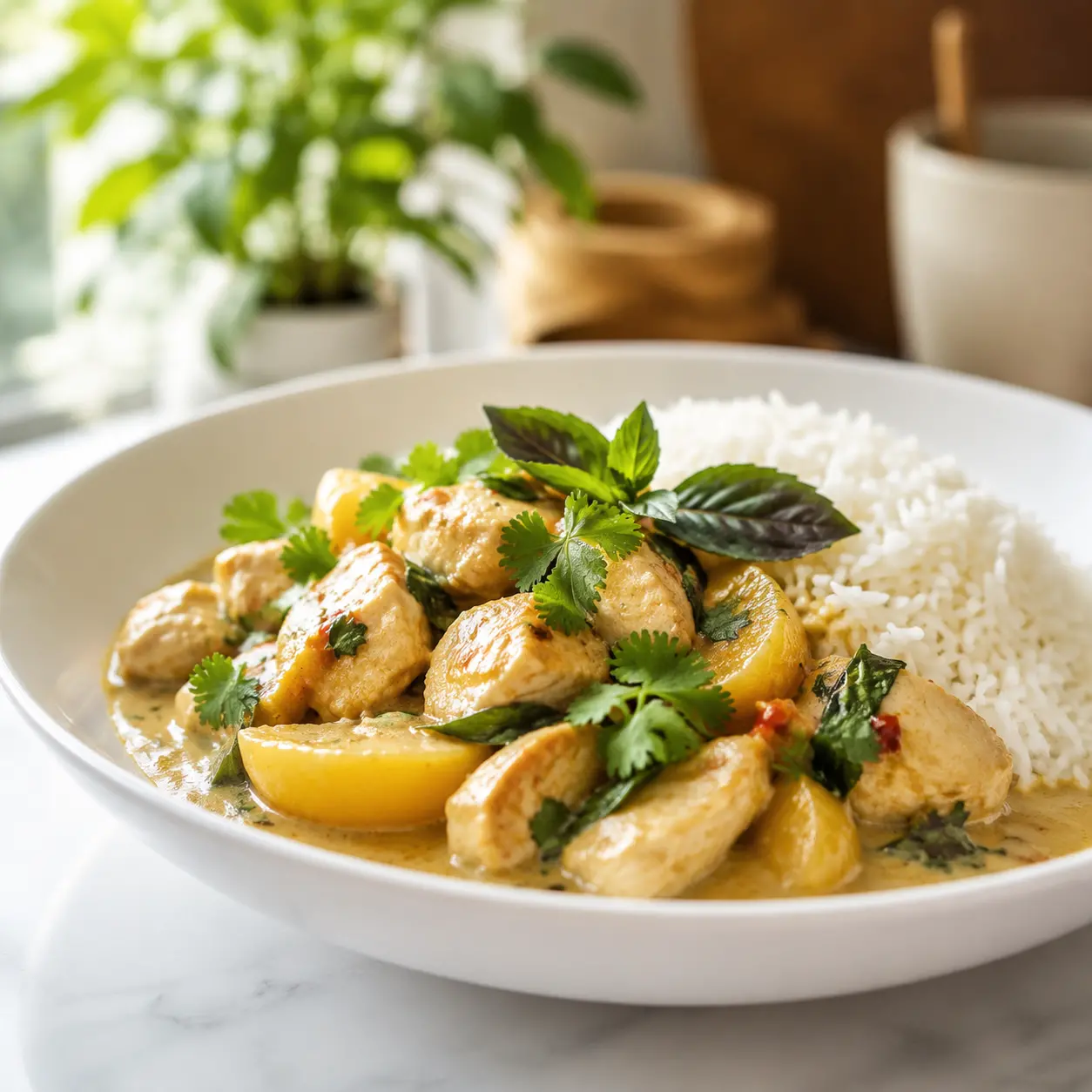 coconut peach chicken - final presentation