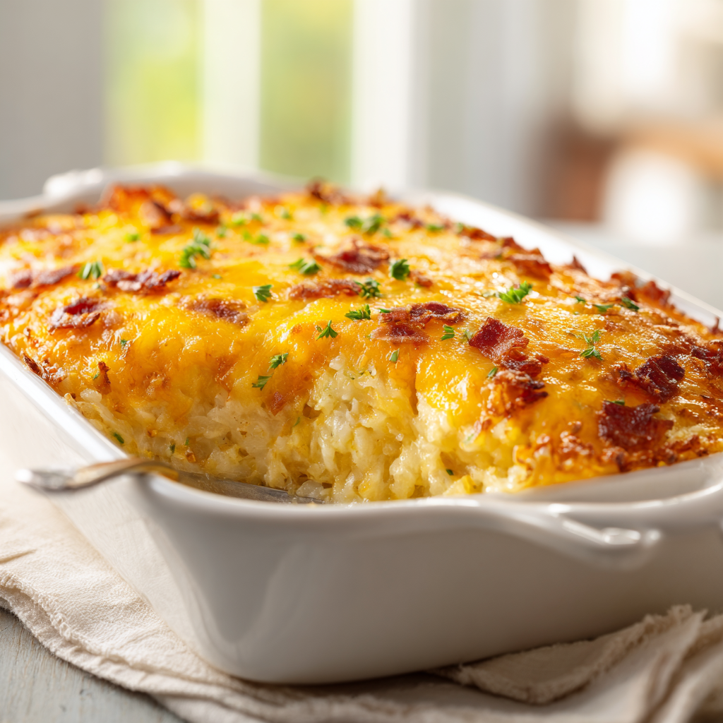 cracker barrel hashbrown casserole - final presentation