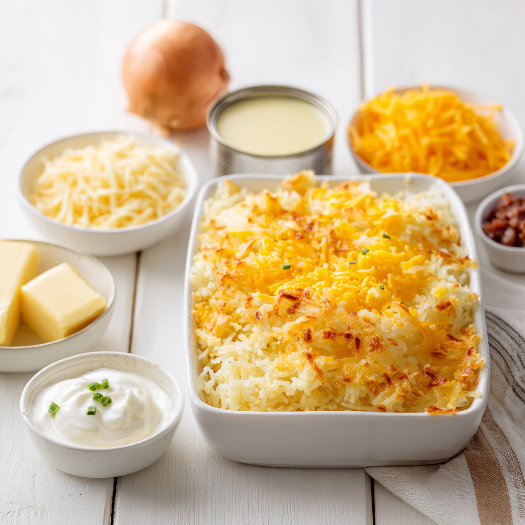 cracker barrel hashbrown casserole - main ingredients