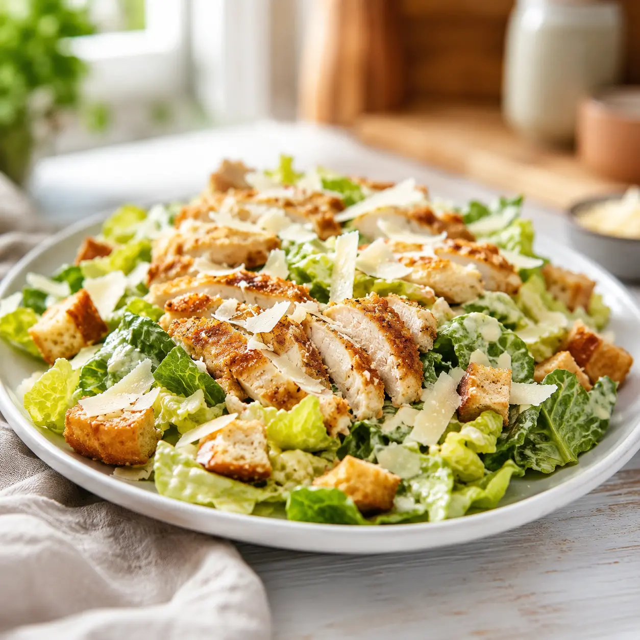 crispy chicken caesar salad - final presentation
