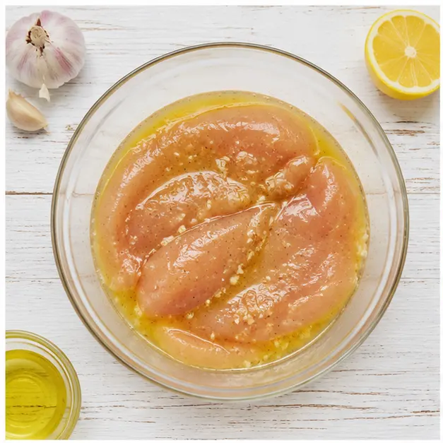 Step 1: Marinate chicken in lemon and garlic