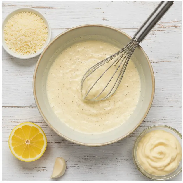 Step 3: Whisk creamy Caesar dressing