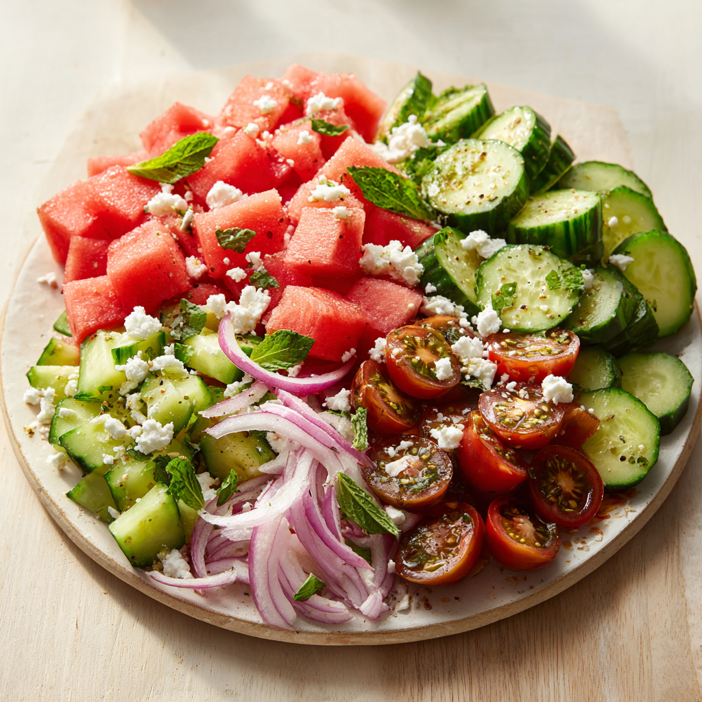 cucumber tomato salad - main ingredients