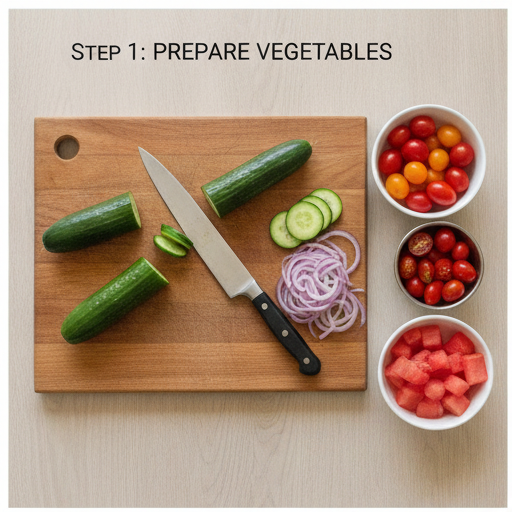 cucumber tomato salad - step 1
