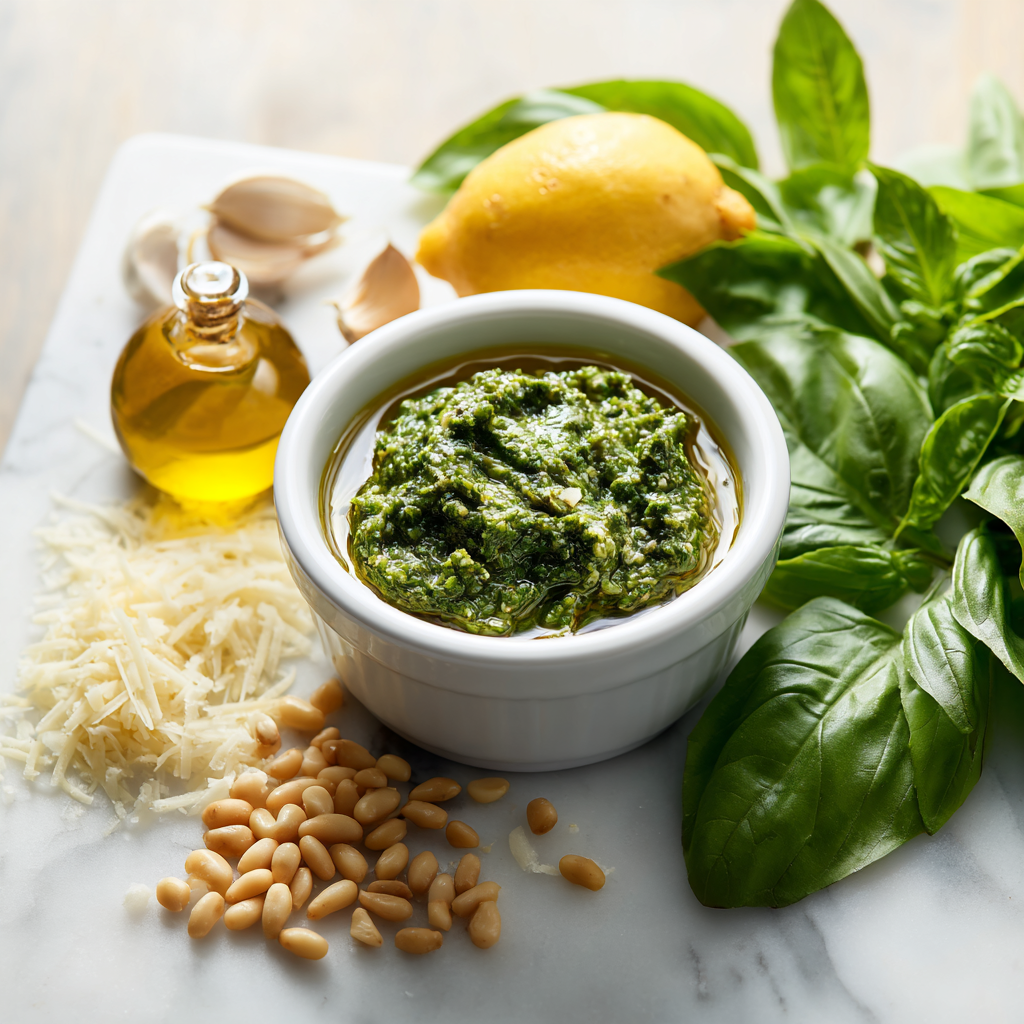 easy pesto recipe - main ingredients