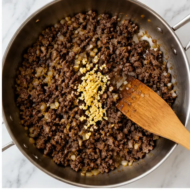 Step 2: Adding minced garlic