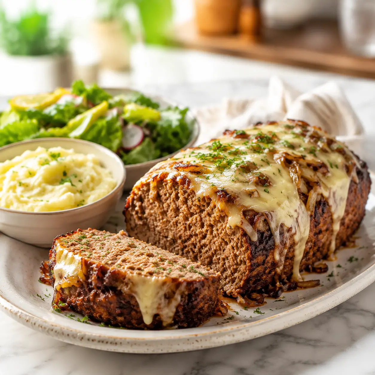 french onion meatloaf - final presentation