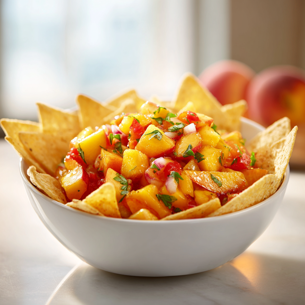 fresh peach salsa - final presentation