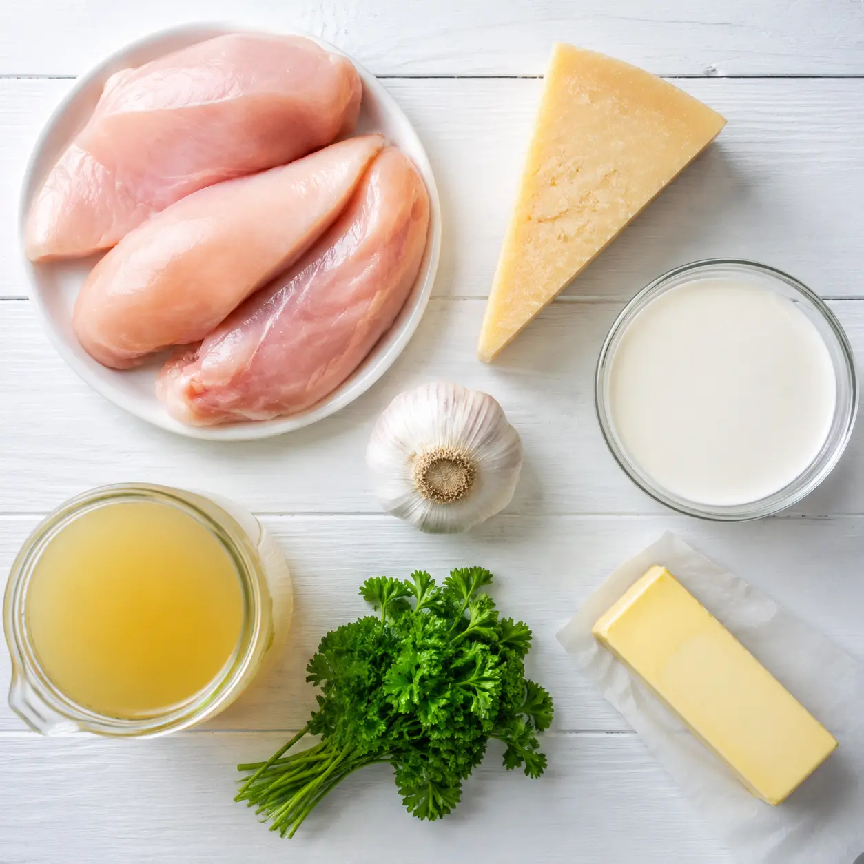 garlic parmesan chicken bake - main ingredients