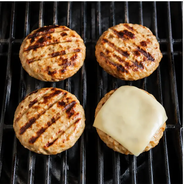 Step 3: Grilling patties with melting cheese
