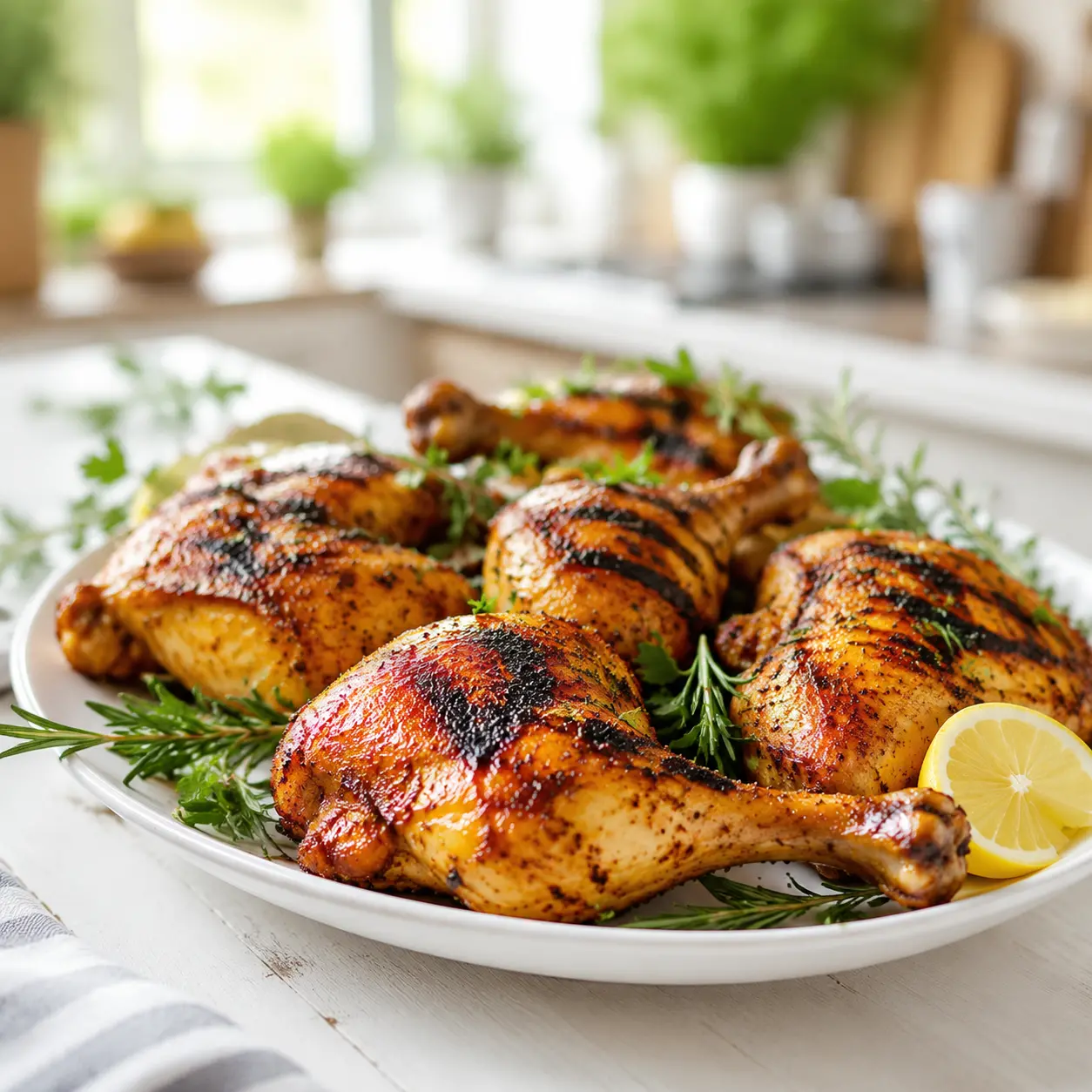 grilled chicken quarters - final presentation