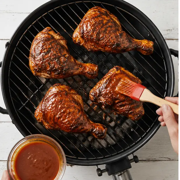 Step 3: Basting with apricot BBQ sauce