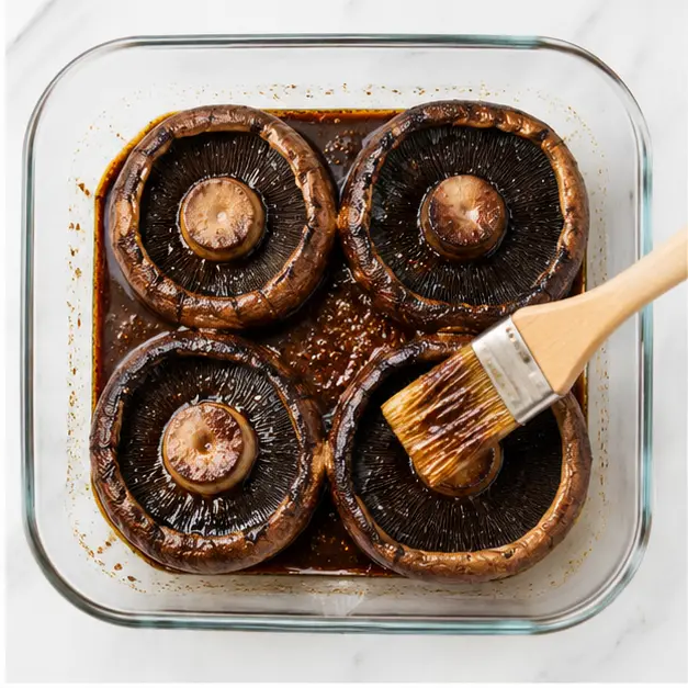 Step 2: Brush the marinade onto the portobello caps