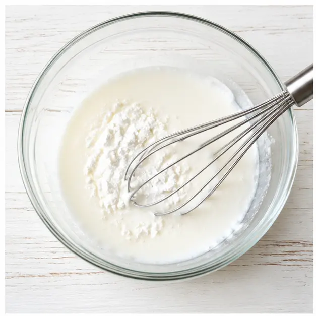 Step 1: Whisking cornstarch slurry for the sauce