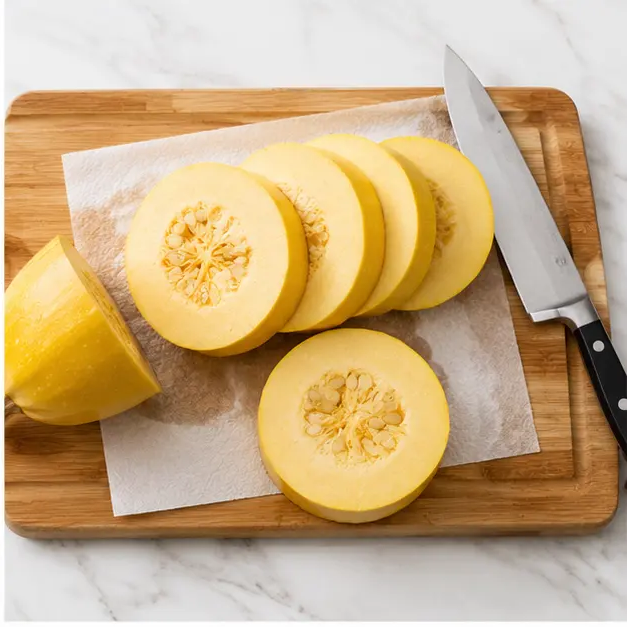Step 2: Cutting the squash into even rings
