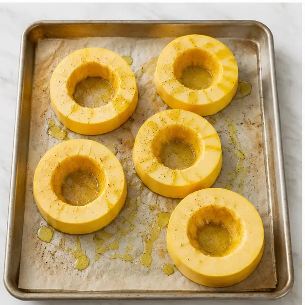 Step 3: Seasoning the rings with olive oil and spices