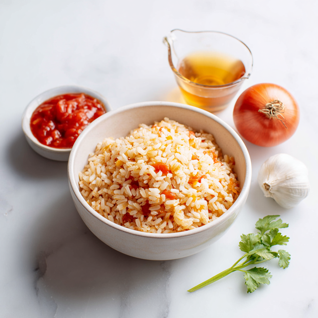 instant pot mexican rice - main ingredients