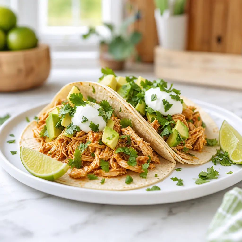 instant pot chicken tacos - final presentation