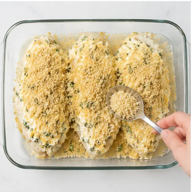 Step 3: Sprinkling panko breadcrumbs on top
