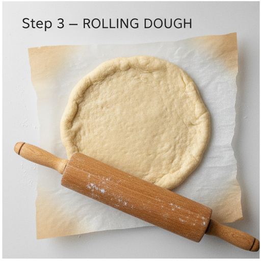 Keto pizza crust almond flour step 3 - rolling dough