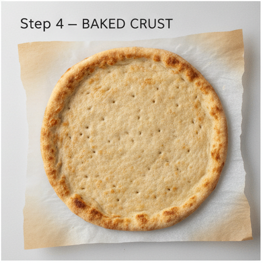 Keto pizza crust almond flour step 4 - baked crust