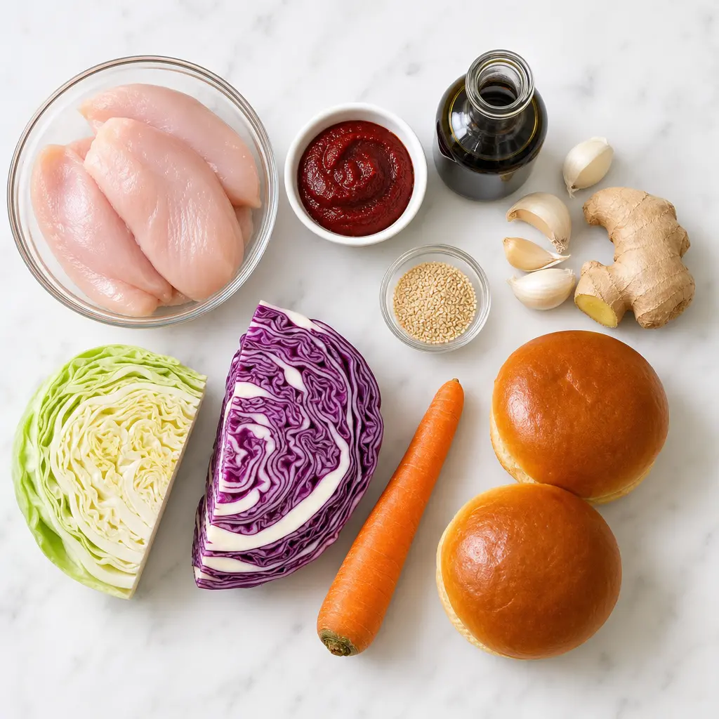 korean bbq chicken sandwich - main ingredients