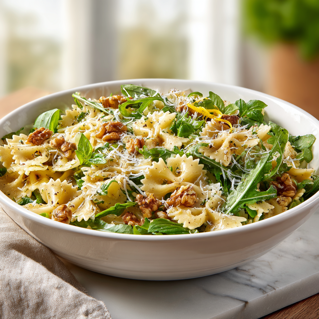lemon arugula pasta salad - final presentation