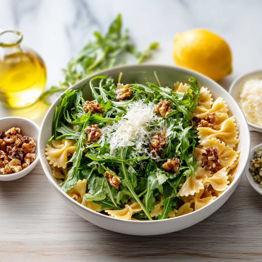 lemon arugula pasta salad - main ingredients