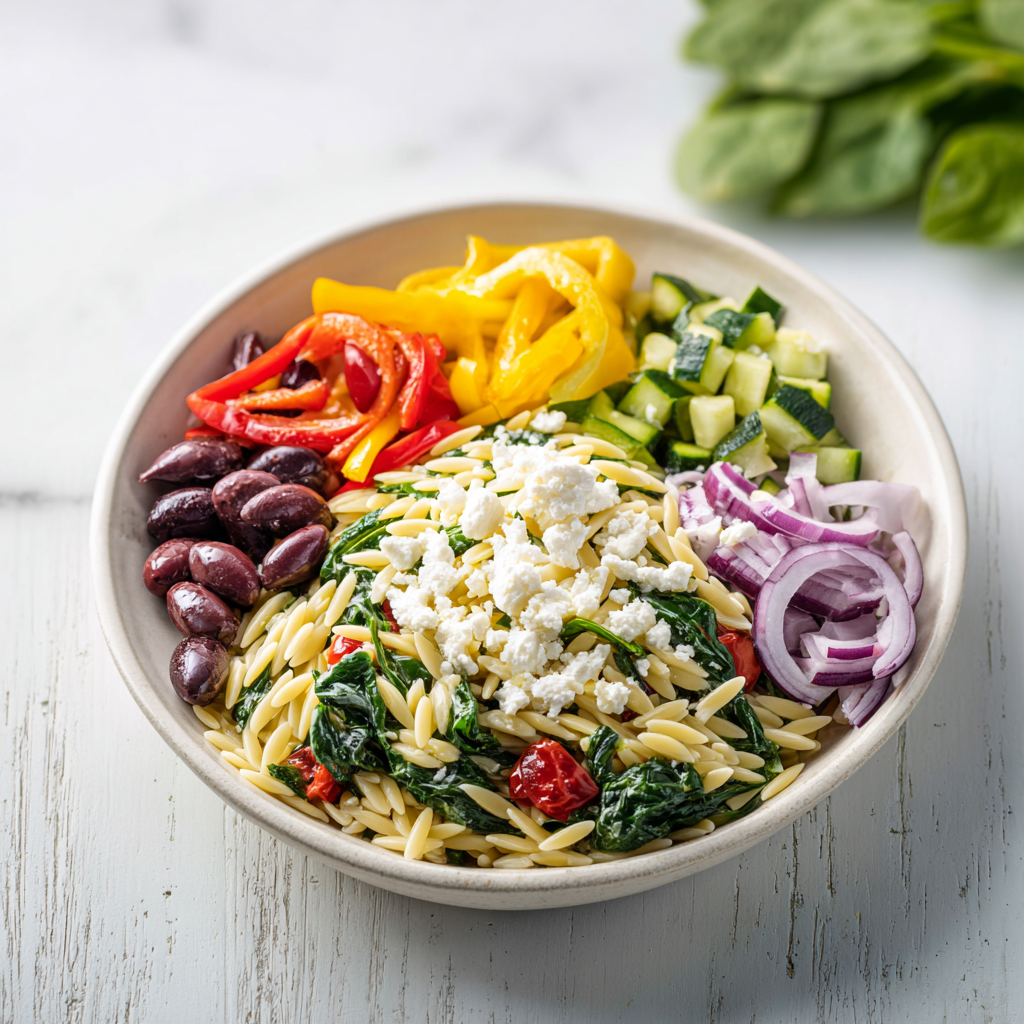 mediterranean pasta salad - main ingredients