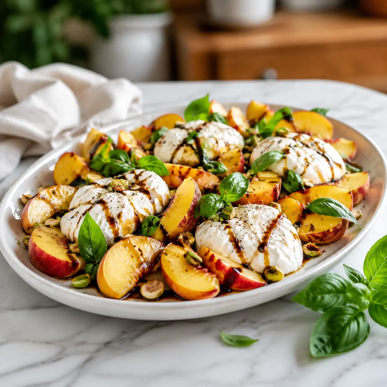 peach burrata salad - final presentation