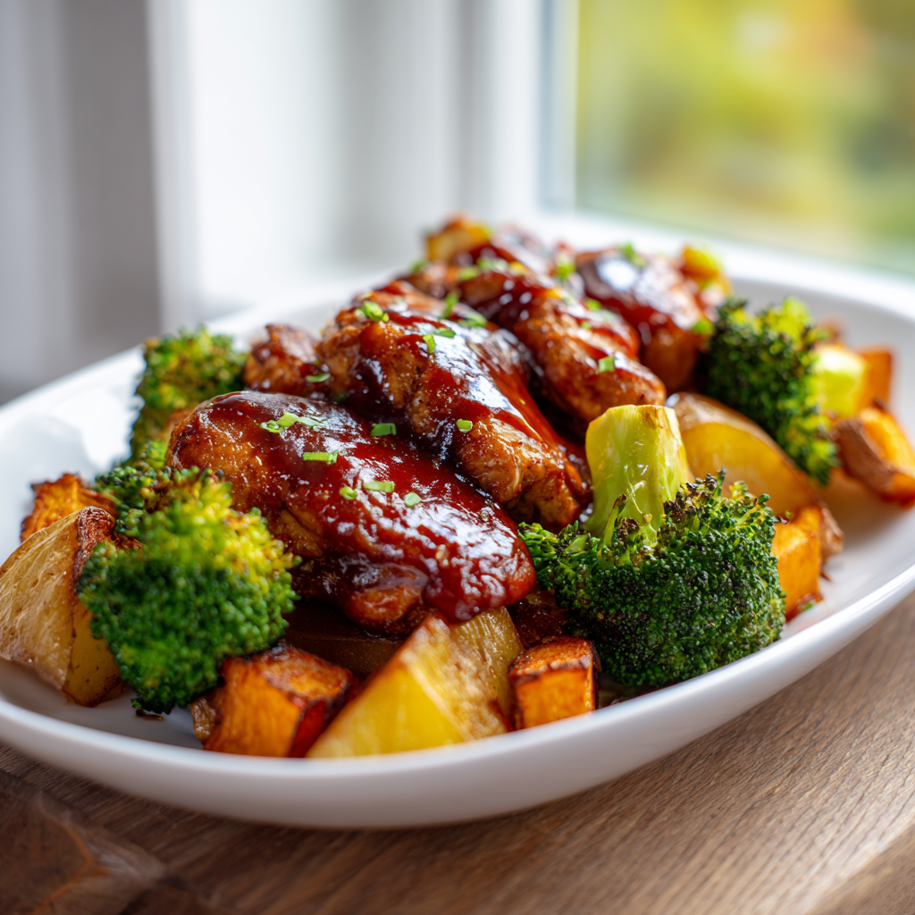sheet pan bbq chicken - final presentation