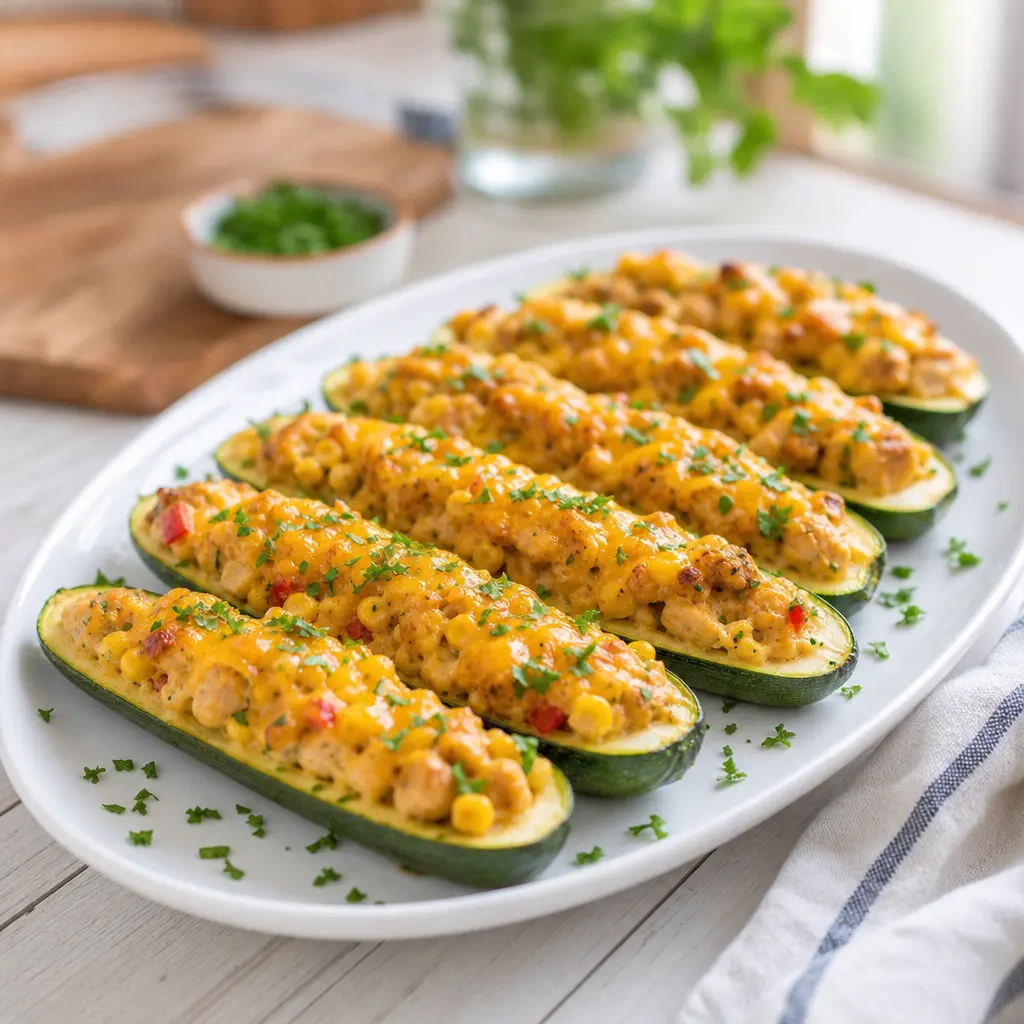 stuffed zucchini boats - final presentation