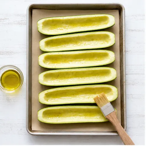 Step 1: Hollow and pre-bake zucchini shells