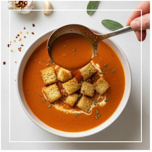 tomato soup with garlic and sage croutons - step 4