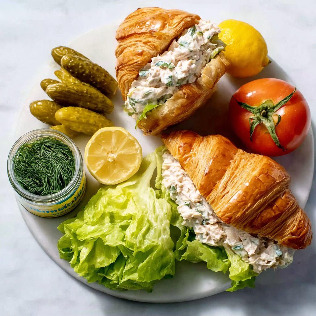tuna salad croissant sandwich - main ingredients