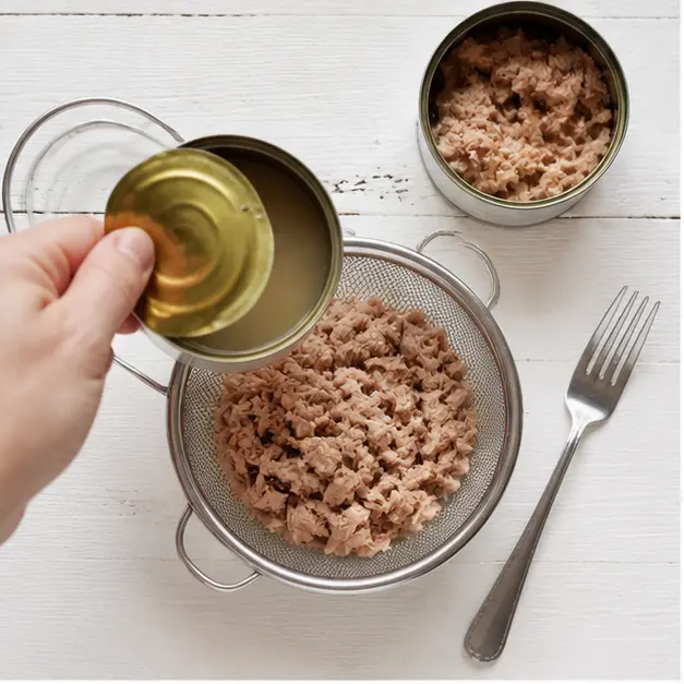 Step 1: Draining the canned tuna thoroughly