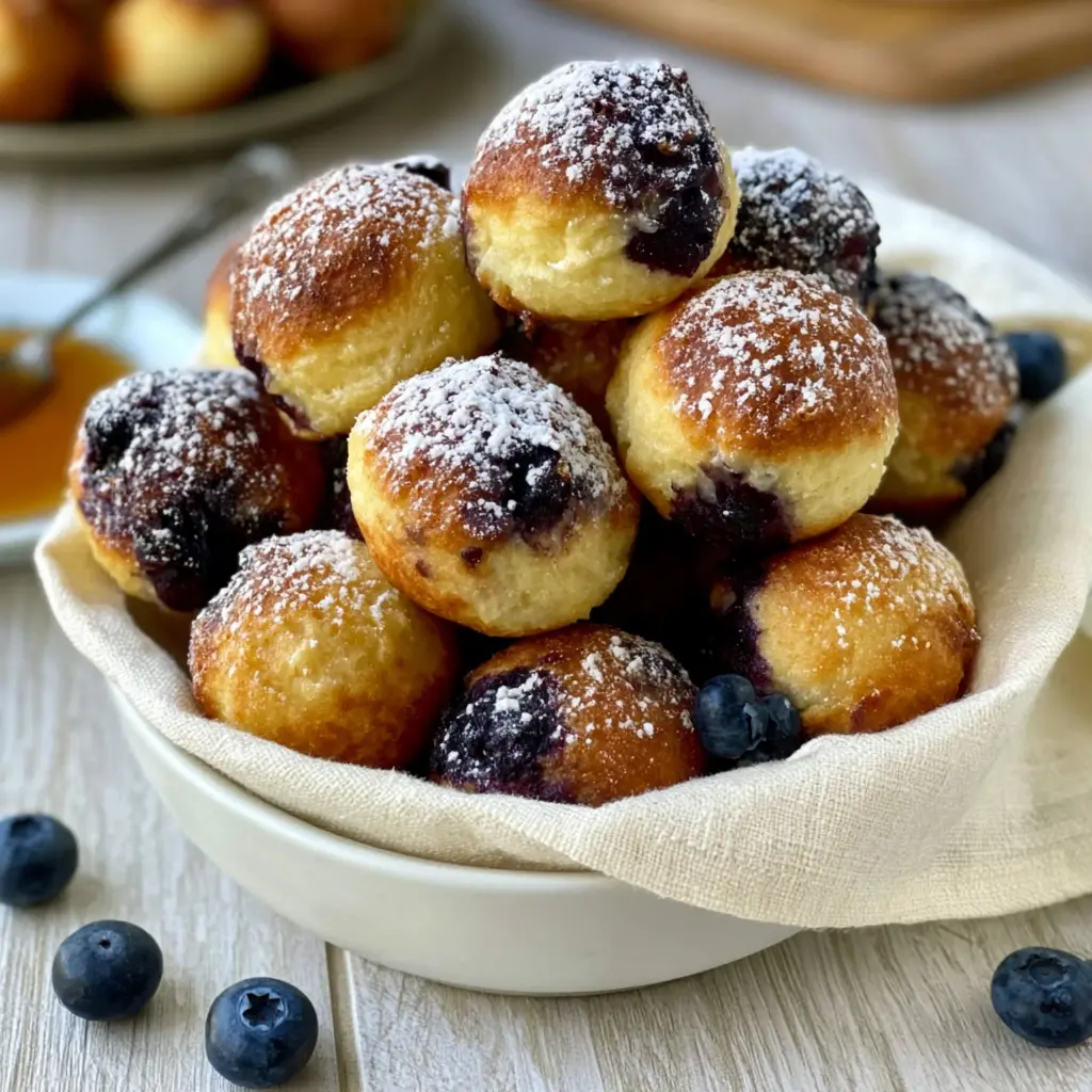 air fryer blueberry cottage cheese donut holes - final presentation