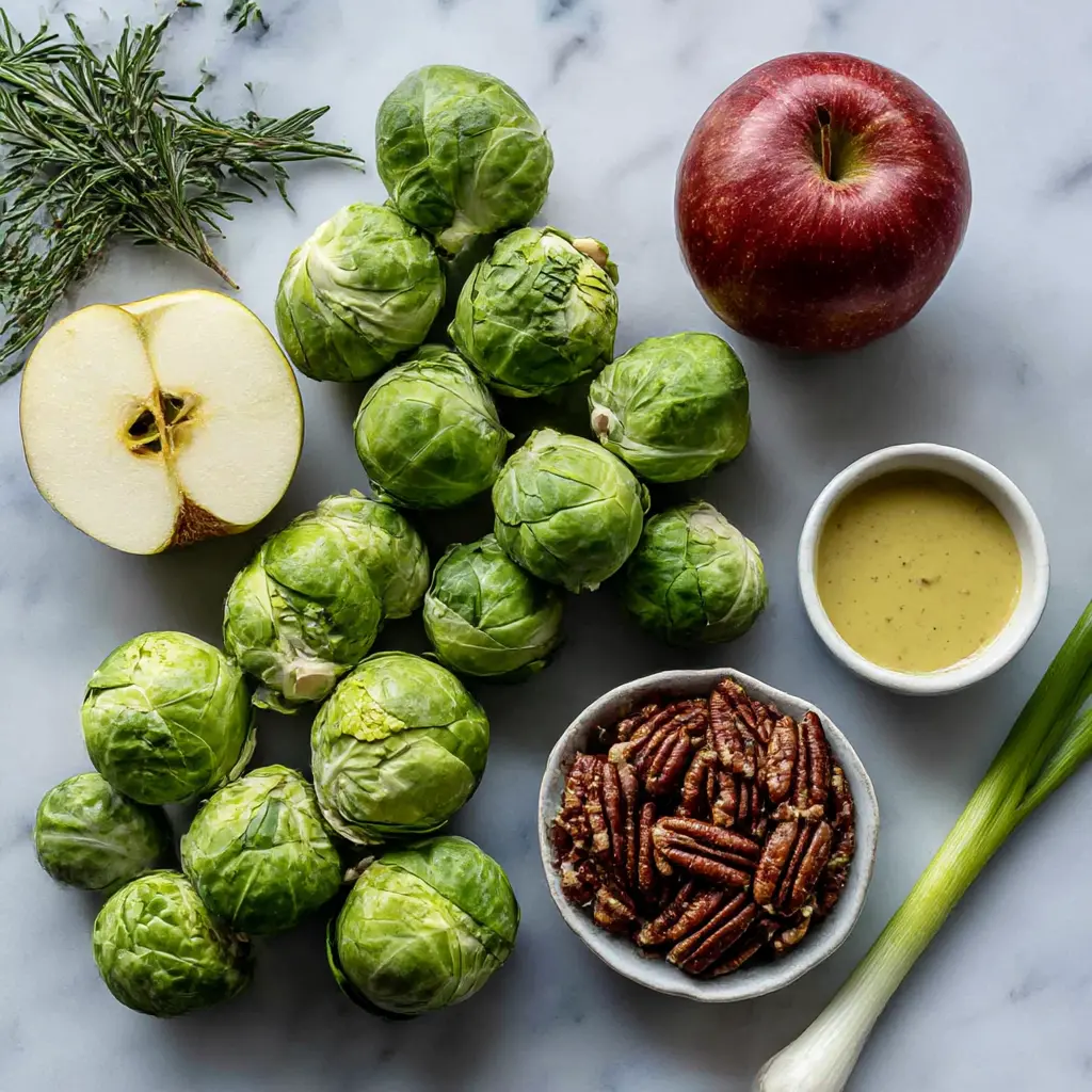 apple brussels sprouts slaw - main ingredients