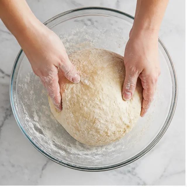 Step 1: Mixing and kneading the homemade pizza dough