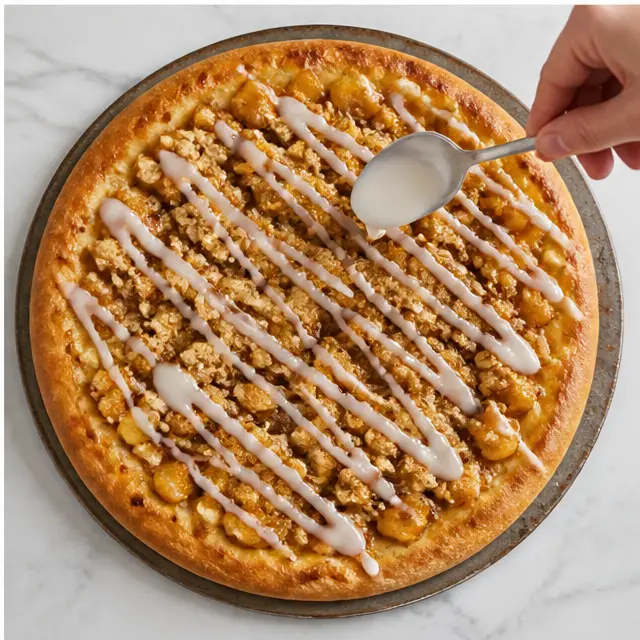 Step 4: Baking and glazing the finished apple pie pizza