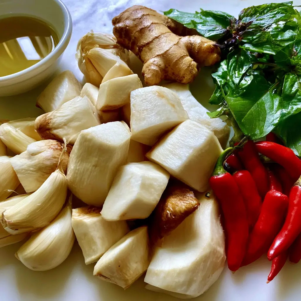 asian sauteed oyster mushrooms - main ingredients